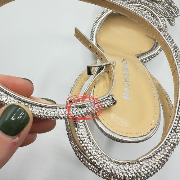 New Mach & Mach Double Bow Embellished Silver Crystal Studded PVC Pumps EU 38 - Picture 9 of 9